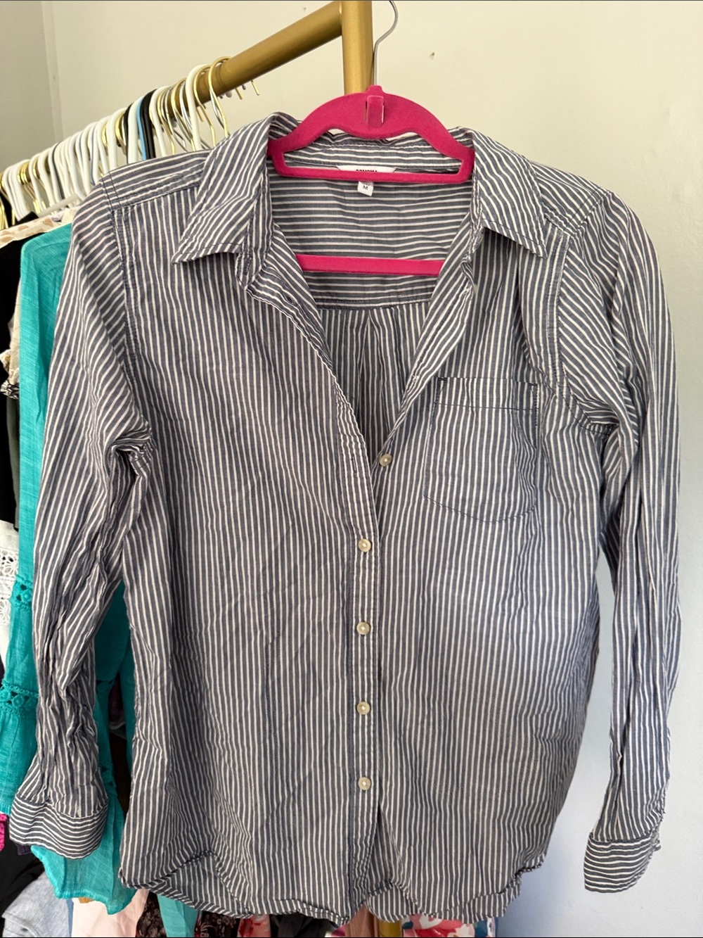 Sonoma Navy and White Striped Shirt